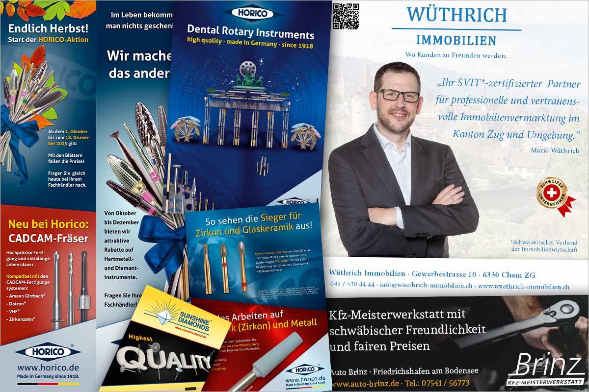 Print-Anzeigen + Werbeanzeigen der Werbeagentur und Kreativagentur für den Kanton Zürich